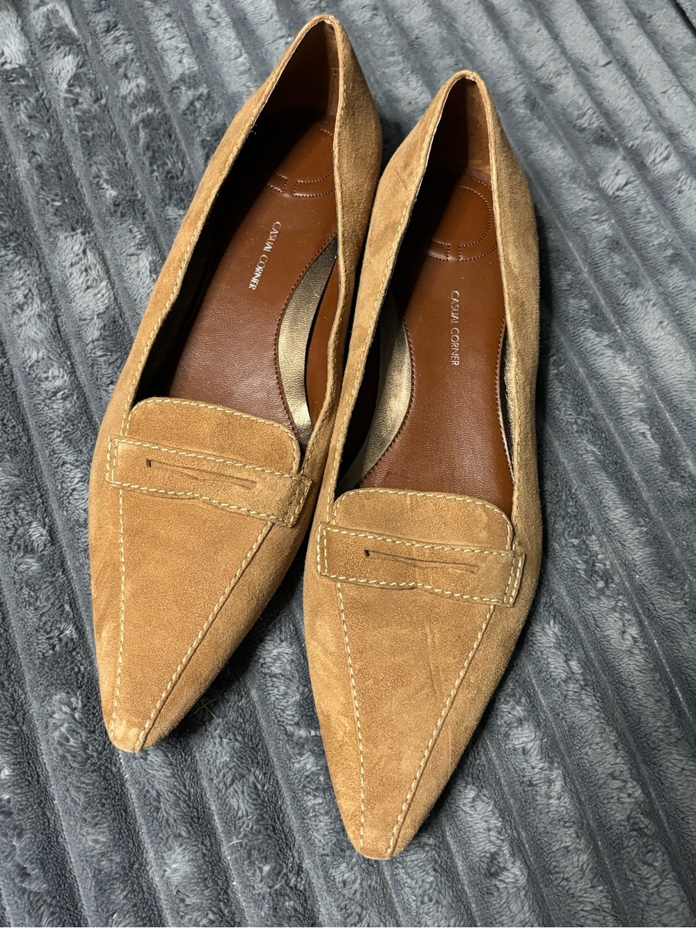 Casual Corner Women's Camel Suede Pointed Loafers